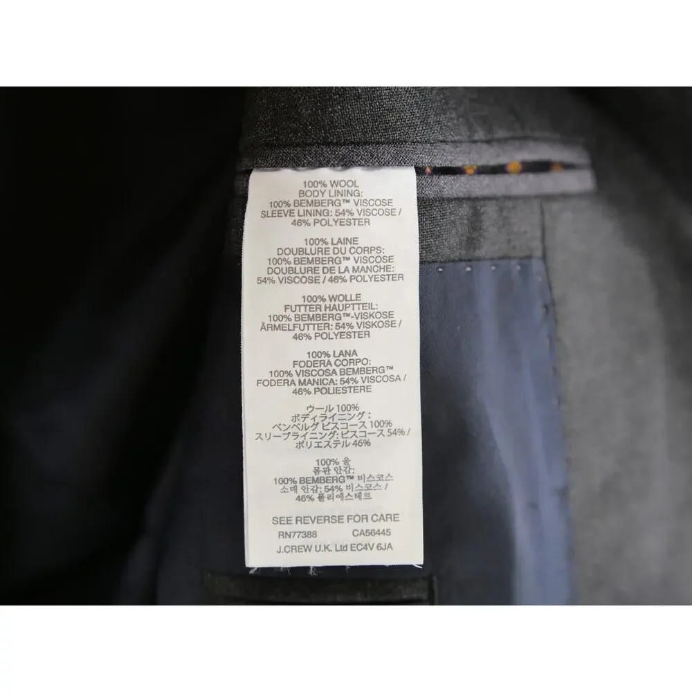 J Crew Ludlow Blazer Mens 36R Gray Wool Loro Piana Super 120s Italy